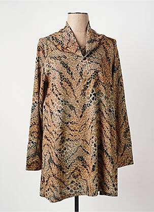 Pull tunique stretch manches longues vert FRANCK ANNA femme