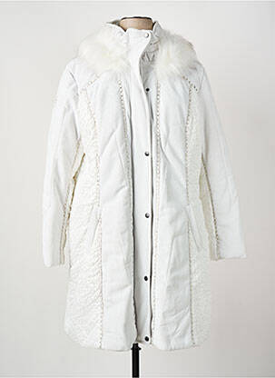 Manteau long coupe cintrée sans capuche blanc FRED SABATIER femme