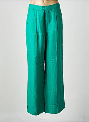 Pantalon large tissage popeline taille normale vert LEON & HARPER femme