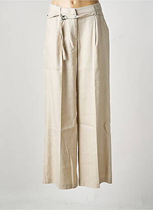 Pantalon large fermeture zippée sous rabat avec crochet taille normale beige SUMMUM femme