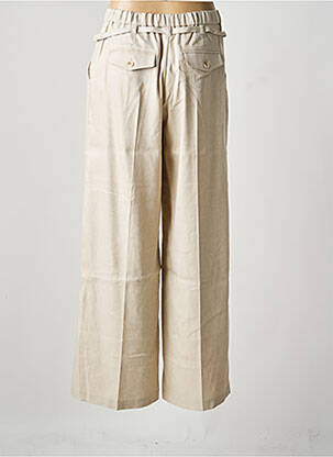 Pantalon large fermeture zippée sous rabat avec crochet taille normale beige SUMMUM femme