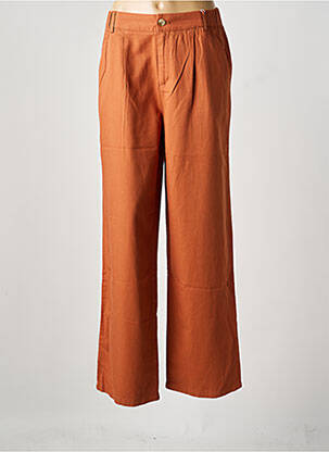 Pantalon large fermeture zippée sous rabat boutonné taille normale marron C'EST BEAU LA VIE femme