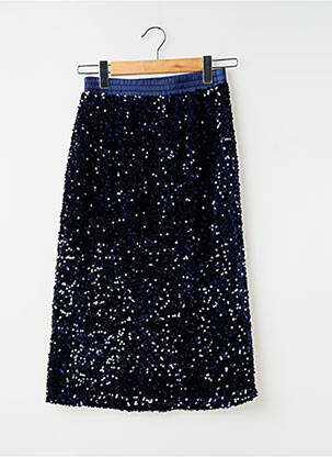 Jupe mi-longue coupe droite bleu SUMMUM femme