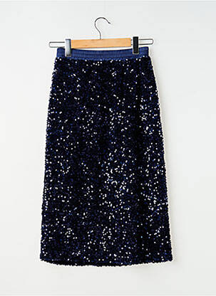 Jupe mi-longue coupe droite bleu SUMMUM femme