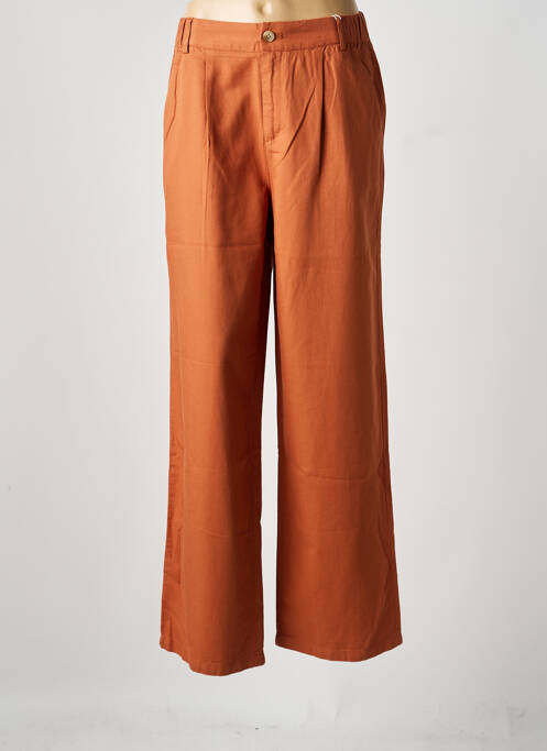 Pantalon large fermeture zippée sous rabat boutonné taille normale marron C'EST BEAU LA VIE femme