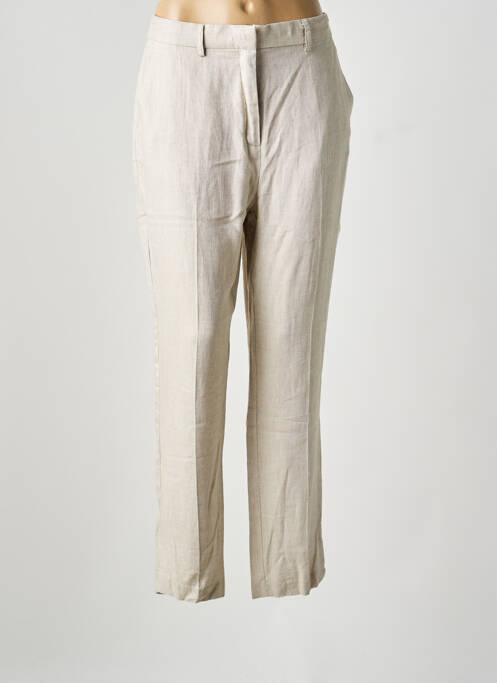 Pantalon droit tissage popeline taille normale beige ESCORPION femme