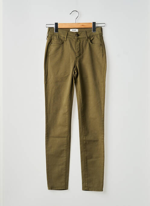 Pantalon slim tissage popeline taille normale vert FIVE femme