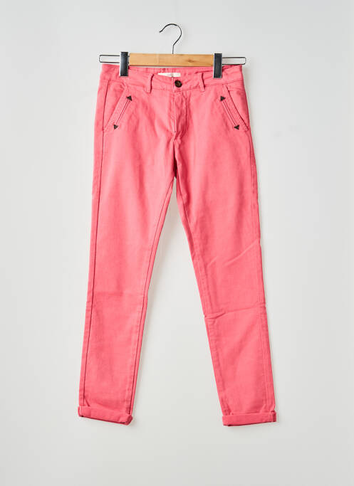 Pantalon slim tissage popeline taille normale rose HOD femme