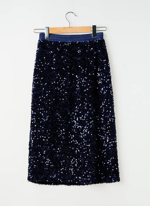 Jupe mi-longue coupe droite bleu SUMMUM femme