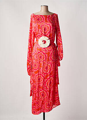 Robe longue manches longues manches longues orange SUNDRESS femme