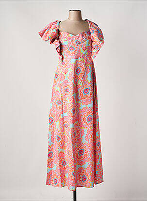 Robe longue manches courtes manches courtes orange SUNDRESS femme