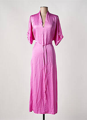 Robe longue manches courtes manches courtes rose SUMMUM femme