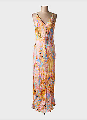 Robe longue imprimé fantaisie fines bretelles orange OTTOD'AME femme