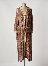 Robe mi-longue coupe fluide manches 3/4 marron SUMMUM femme
