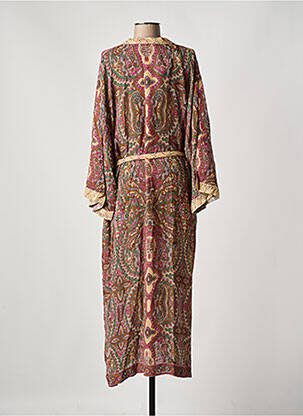 Robe mi-longue coupe fluide manches 3/4 marron SUMMUM femme