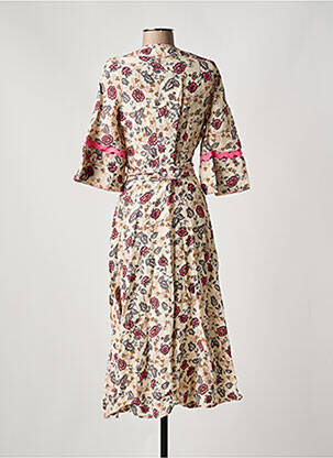 Robe longue imprimé fleurs manches 3/4 beige STELLA FOREST femme