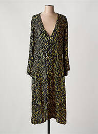 Robe mi-longue coupe fluide manches longues noir LEON & HARPER femme