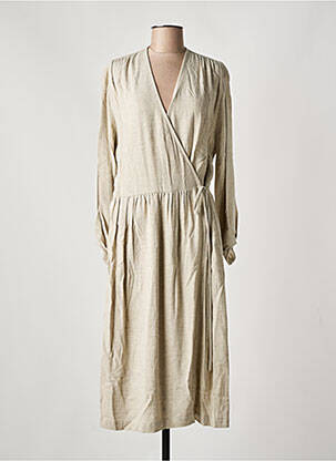 Robe pull tissage chiné manches longues beige TOUPY femme