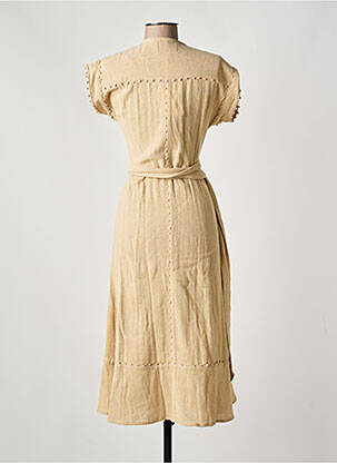 Robe mi-longue manches courtes manches courtes beige STELLA FOREST femme