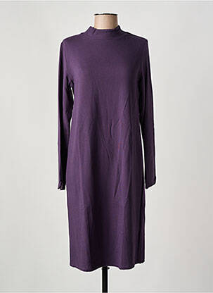 Robe mi-longue manches longues manches longues violet MAJESTIC FILATURES femme