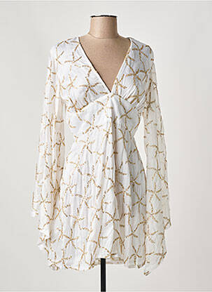 Robe courte fermeture zippée au dos manches longues blanc SUNDRESS femme