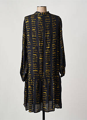 Robe mi-longue imprimé fleurs manches longues noir OTTOD'AME femme
