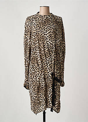 Robe mi-longue coupe fluide manches longues marron SWILDENS femme