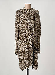 Robe mi-longue coupe fluide manches longues marron SWILDENS femme