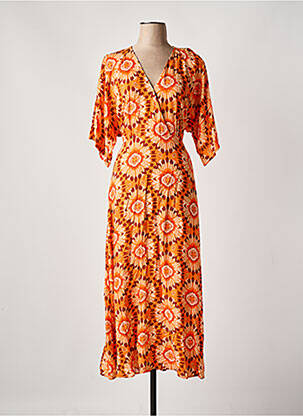 Robe longue manches courtes manches courtes orange C'EST BEAU LA VIE femme