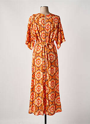 Robe longue manches courtes manches courtes orange C'EST BEAU LA VIE femme