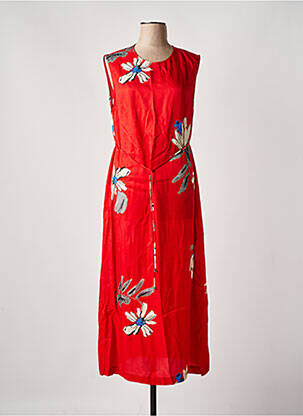 Robe longue imprimé fleurs sans manche rouge OTTOD'AME femme