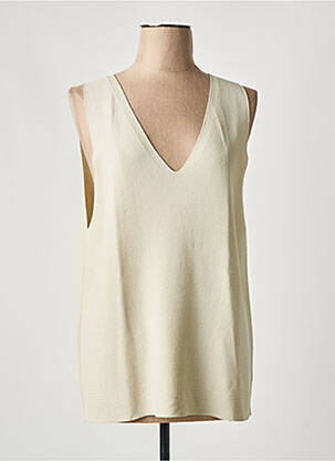 Pull col v sans manche beige ESCORPION femme