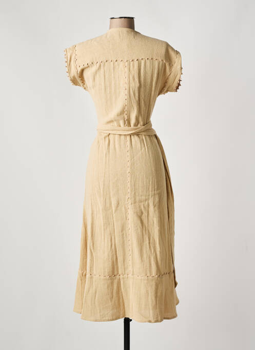 Robe mi-longue manches courtes manches courtes beige STELLA FOREST femme