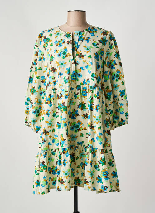 Robe courte manches 3/4 manches 3/4 vert BELLEROSE femme