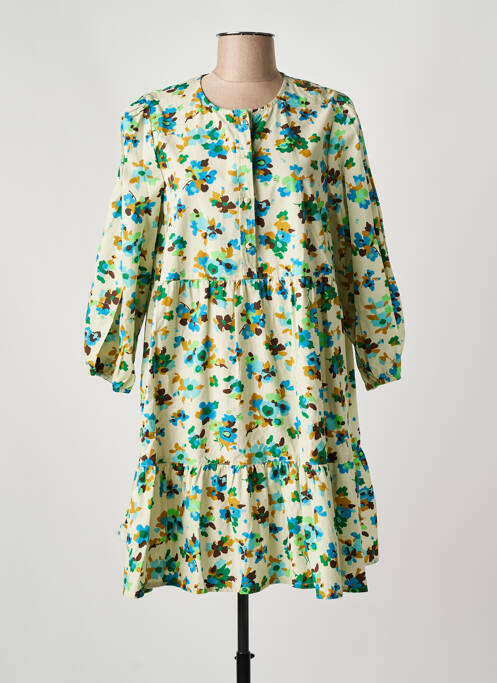 Robe courte manches 3/4 manches 3/4 vert BELLEROSE femme