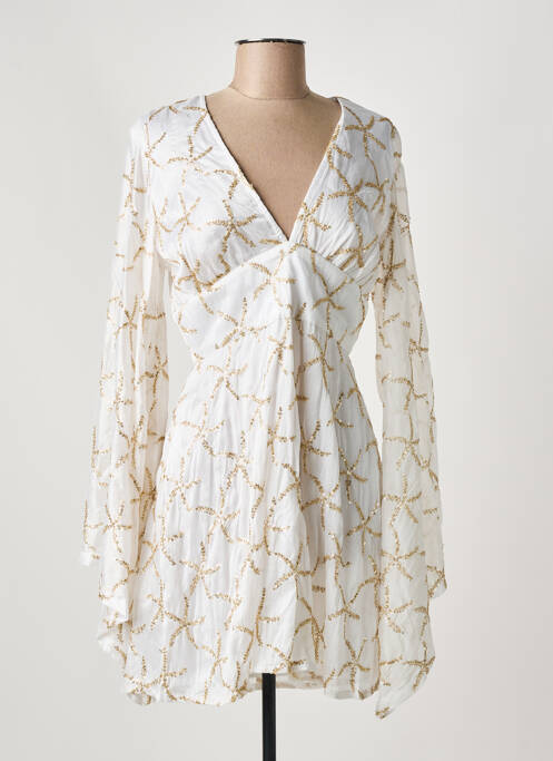Robe courte fermeture zippée au dos manches longues blanc SUNDRESS femme