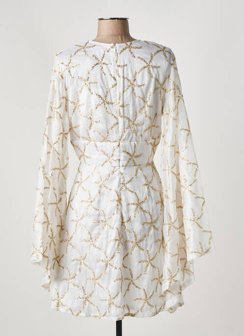 Robe courte fermeture zippée au dos manches longues blanc SUNDRESS femme