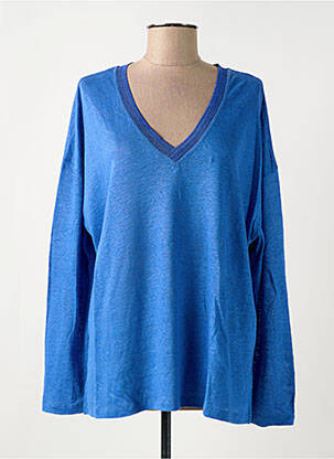 Pull col v manches longues bleu BELLA JONES femme