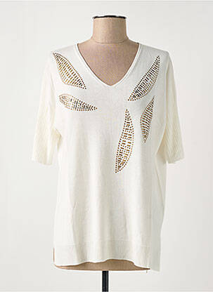 Pull col v manches courtes blanc ESCORPION femme