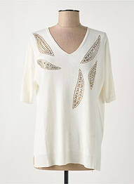 Pull col v manches courtes blanc ESCORPION femme