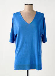 Pull col v manches courtes bleu ESCORPION femme