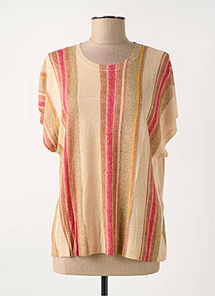Pull col rond manches courtes beige NOT SHY femme