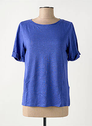 Top manches courtes manches courtes bleu MAJESTIC FILATURES femme