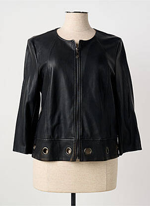 Veste simili cuir fermeture zippée sur le devant noir REVER MILE femme