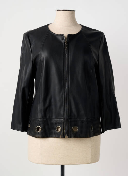 Veste simili cuir fermeture zippée sur le devant noir REVER MILE femme