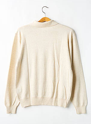 Pull col polo manches longues beige WOOLMARK homme