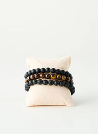 Bracelet ornement pierre marron SANS MARQUE homme