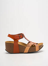 Sandales/nu pieds matière lisse talon de 4 à 6cm orange PLAKTON femme