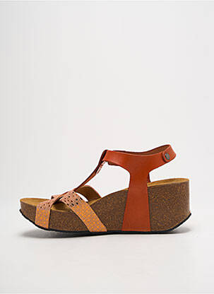 Sandales/nu pieds matière lisse talon de 4 à 6cm orange PLAKTON femme