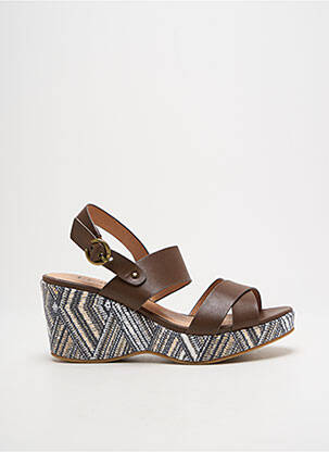 Sandales/nu pieds tissage satiné talon de 7 à 9cm marron LPB femme